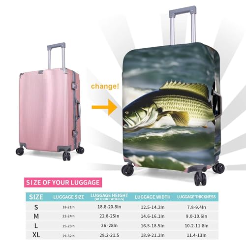 Bass Fishing Wave Print Suitcase Covers For Luggage Suitcase Cover Travel Luggage Cover Fits 18-32 Inch Suitcases 6