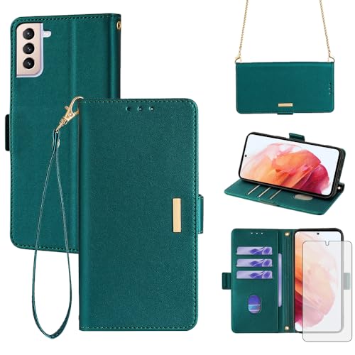 Coque Samsung S21 Plus protection écran verre trempé et étui portefeuille RFID