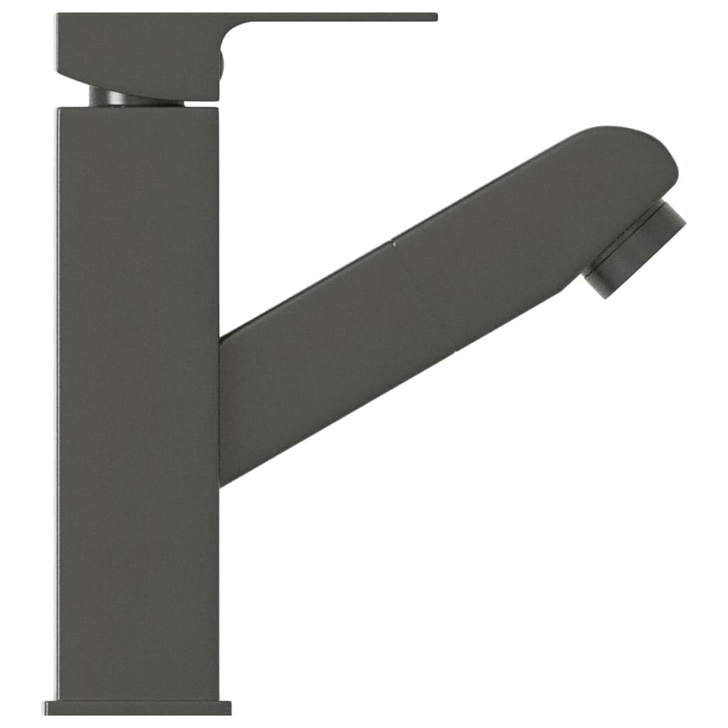 Bateria umywalkowa szara z wyciąganą wylewką 157 x 172 mm, bateria mieszakowa ze stali nierdzewnej, jednouchwytowa bateria do łazienki i kuchni, obrotowa wylewka, elastyczne przyłącze