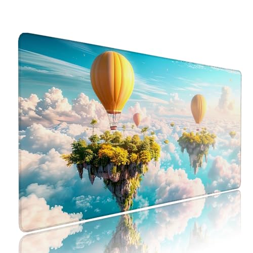 Tapis de Souris XXL Bleu sous Main Bureau Gaming Accessoire Clavier Mouse Pad Ciel Etendu Large Tapis Gaming 1400x600x3mm Protection Bureau avec Base en Caoutchouc, Bords Surpiqué Antidérapant d-845