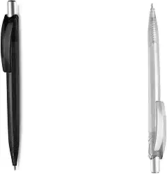 Caneta Esferográfica Retrátil Azul, Plástica, 0.5mm, Ambidestra, para Estudos e Escrita (Preto e Transparente)