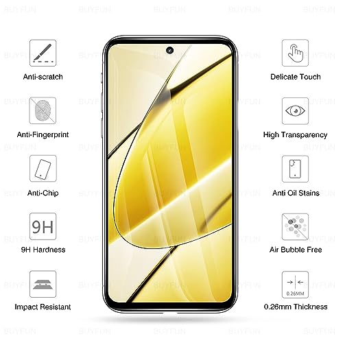 Image of Casodon Designed for Realme 11X 5G Tempered Glass Screen Protector Guard (Black) Full Screen Coverage with Easy Installation Kit