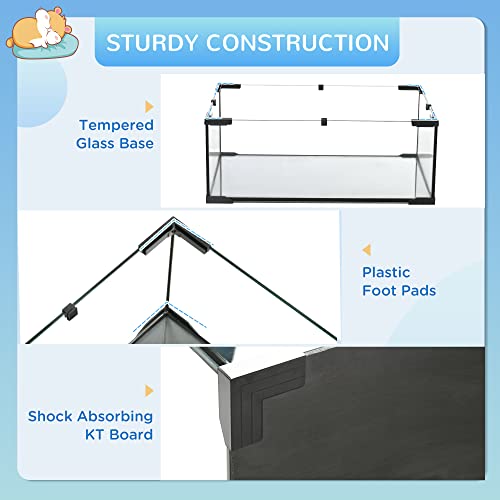PawHut 3 Tiers Hamster Cage, Gerbil Cage with Deep Glass Bottom, Non-Slip Ramps, Platforms, Hut, Exercise Wheels, Water Bottle, Dish, for Syrian and Dwarf Hamster, 60 x 40 x 54.5cm - Image 5