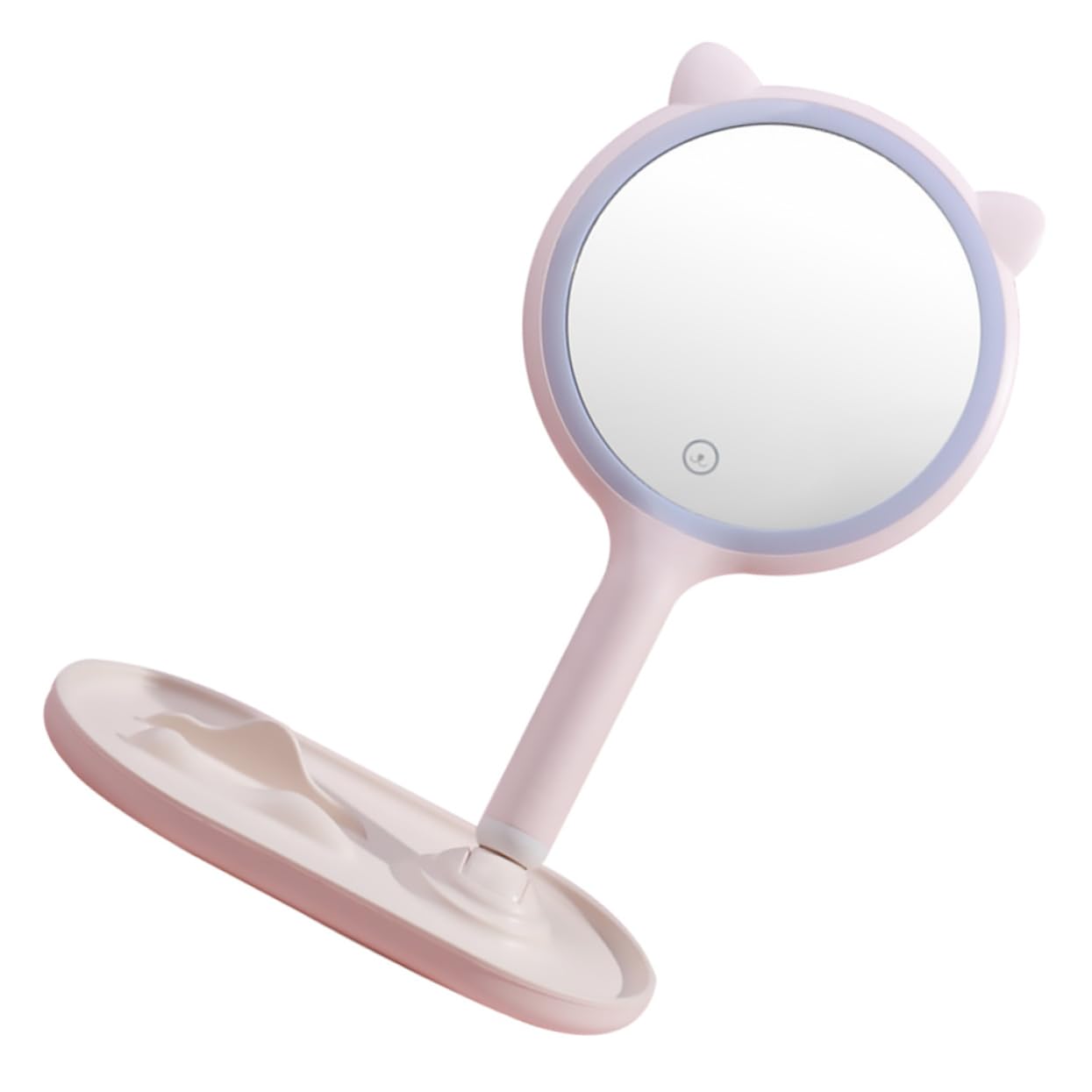 Miroir de maquillage portable double face résolvant le manque de lumière en voyage