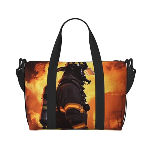 Travel Duffle Bag Weekender Bags for Men Women Adjustable Large Capacity Weekender Overnight Bag Carry On Tote Bags Waterproof Sport Gym Bag for Travel Yoga, Firefighter Fireman Flame, One Size