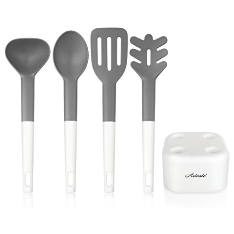 Artaste 52466 4-Piece Heat Resistant Cooking Utensil Set with Holder Cover