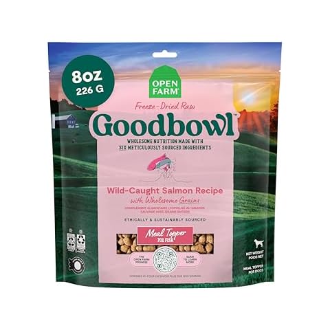Open Farm Goodbowl Dog Food Topper, Freeze Dried Raw, Wild Caugh Salmon & Wholesome Non-GMO Grains Recipe, 8oz Bag Cover