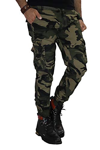 Image of Urban Legends 6 Pocket Relaxed and Regular Fit Cotton Cargo Jogger Pants for Men (Green,40)