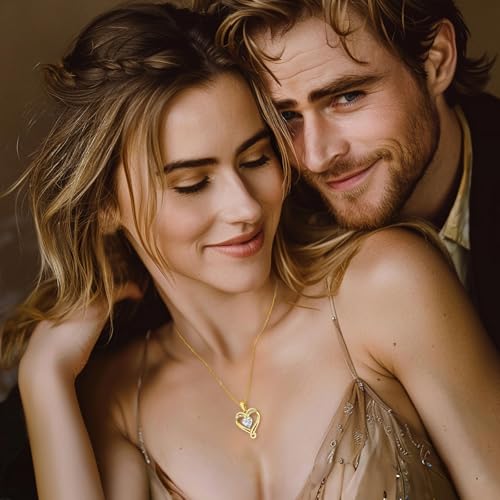 Moissanite Heart Pendant Necklace for Women,D Color VVS1 Moissanite Lab-Created Gem,925 Sterling Silver Gold Plating,Wedding,Anniversary Birthday Fine Jewelry Gifts for Wife Her Mom Girlfriend3