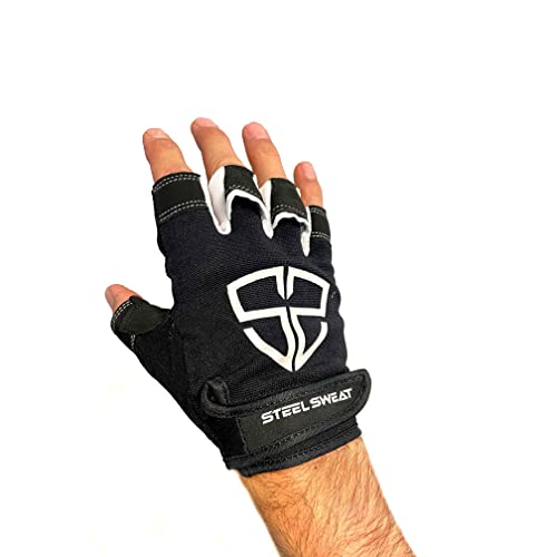 Steel Sweat Workout Gloves - Best for Gym, Weightlifting, Fitness, Training and Crossfit - Made for Men and Women who Love Weightlifting & Exercise – RUE PRO Black Medium