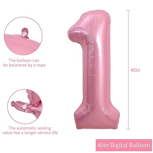 Image of TONIFUL 40 Inch Light Pink Large Numbers Balloons Number 18 Helium Balloons Pink Foil Mylar Big Digital 18 Pastel Balloons for 18th Birthday Party 18th Anniversary Supplies Decorations