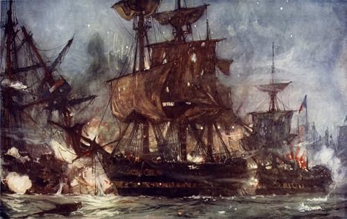 Cuadro la batalla del Nilo en óleo clásico: arte histórico de 60x90cm para tu hogar