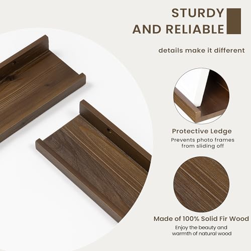 Floating Shelves For Wall, Picture Ledge Shelf 55 Inch Solid Wood Set of 2, Rustic Wall Shelves with Lip, Kids Bookshelf, Photo & Picture Live Edge Floating Shelves for Bedroom, Living Room, Kitchen - Thumbnail 4
