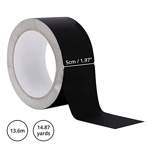 Belle Vous Textil Gewebeband Schwarz für Buchreparatur 5cm x 13,6m Premium Textilklebeband Schwarz zum Binden & Versiegeln von Büchern - Hochleistungs Säurefreies Bastelband - Gaffer Tape Schwarz Matt