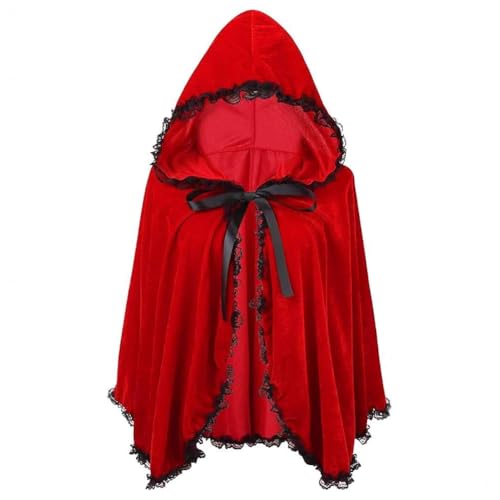 Pipihome Cape Chaperon Rouge, Petit Chaperon Rouge Deguisement, Robe Medievale Deguisement Adulte Femme, Cape à Capuchon Jeu de Rôle pour Halloween Carnaval Cosplay (D)