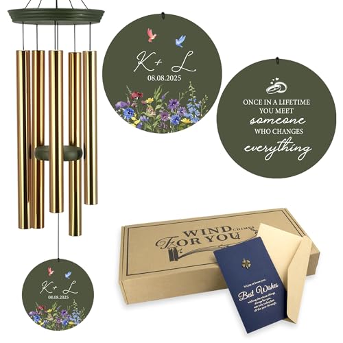 Image of 2025 Wedding Wind Chimes for Couple, Deep Tone Personalized Wind Chime, Wedding Gifts for Couples, Customized Windchime for Husband /Wife(Produced in Texas)
