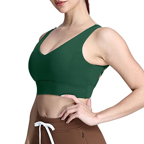 Aoxjox Caged Sports Bras For Women High Impact Fitness Running Multi-Cross Back Training Yoga Crop Tank Workout Tops (Storm Green, Small) #TOP3