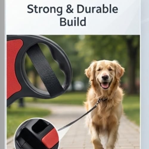 Image of Cawypety Retractable Dog Leash, 16ft /5M Heavy Duty Extendable Dog Walking Lead | One-Hand Brake & Lock, 360 Tangle-Free | Durable Pet Leash with Ergonomic Anti-Slip Handle for All Small,Large Breeds