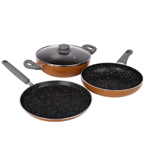 Prestige Omega Deluxe Non-Stick Cookware 3 Pc Set |PFOA Free 5-La...