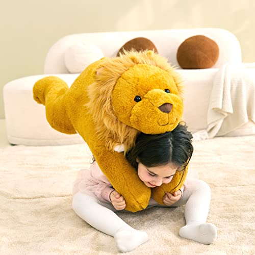 Image of IKASA Large Lion Cuddly Toy, Giant Soft Toy, Large Plush Toy, Giant Plush Toy, 78 cm, Fluffy Jumbo Plush Toys, Soft XXL XL Stuffed Toys, Cute, Gift for Children (Brown, 78 cm)