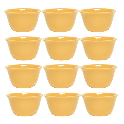 TrueCraftware- 8 oz Bouillon Cup Yellow Color Melamine Set of 12- Dishwasher Safe Break-Resistant Reusable Bowls Serving Soup Bowl Broth Cups Soup Bowls Ice Cream Dipping Sauce