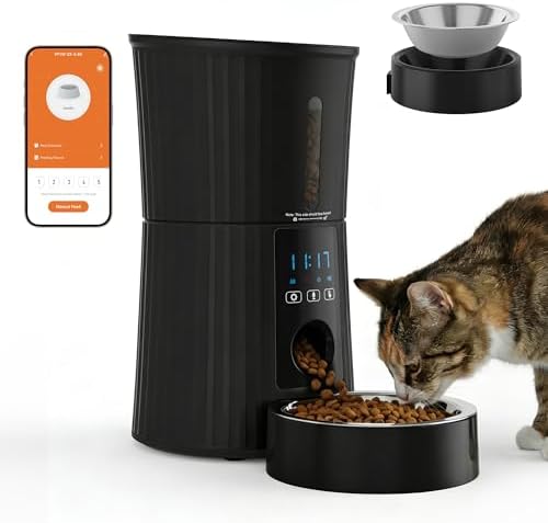 DUMOS 2.4G WiFi Automatic Cat Feeder, 4L Timed Cat Food Dispenser...