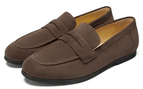 Image of Journey West Men's Suede Leather Belgian Loafers for Men Slip-on Casual Penny Casual Loafers