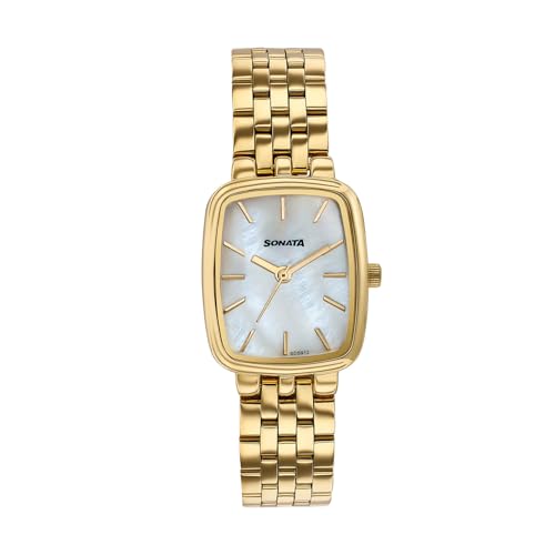 Image of Sonata Festive 2.0 Quartz Analog with Mother of Pearl Dial Gold Sheet Metal Strap Watch for Women - 87108YM01