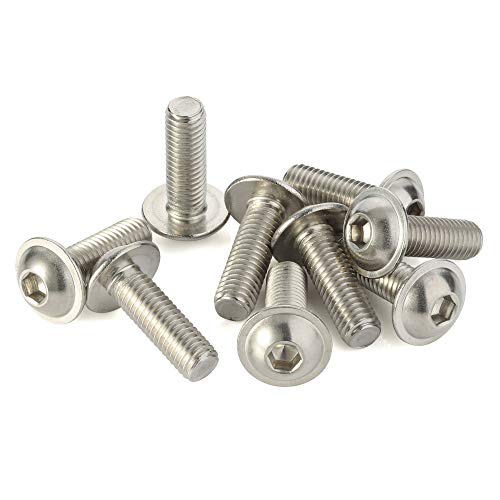M5-0.8 x 16mm Flanged Button Head Socket Cap Screws Flanged Bolts, 304 Stainless Steel 18-8, Bright Finish, Quantity 100