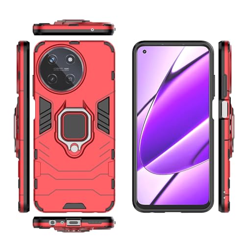 Oppo Realme 11 4G �d�b�P�[�X�A�X�����P�[�X�X�^���h�L�b�N�X�^���h PC & �z���_�[�t�� TPU �J�o�[�ƌ݊���������܂�(Red)