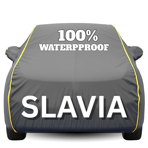 Image of Waterproof Car Body Cover - 100% Water Proof Custom Fit New Car Covers, Outdoor Full Protecting for Skoda Slavia (All Models) with Free Storage Bag - UV, Rain & Dust, All Weather Protection