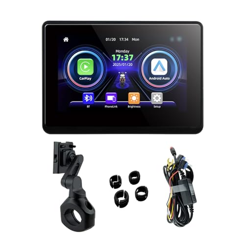 Guangcailun Motorcycle Wireless Car Play Andiord Auto Dashboard Display Screen With Adjustable Damping Bracket Portable Digital, Without Camera
