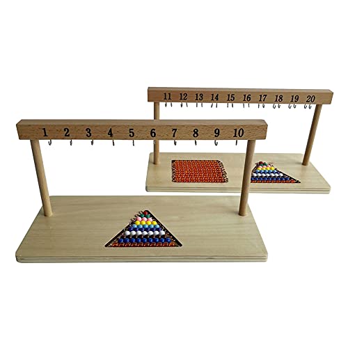 Image of Kghios Montessori Math Toys Materials for Toddlers 1-20 Beaded Hanger Color Bead Stairs with Beads Montessori Mathematics Eductional Materials Learning Tools Preschool Toys