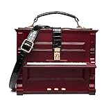 Piano Shaped Purse Handbag Women Crossbody Shoulder Bag Acrylic Unique Novelty Box Shaped Piano Purse Top Handle Clutch Bag (wine)