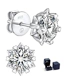 MomentWish 雪の結晶 ピアス レディース メンズ 2 カラット モアサナイト 人工ダイヤモンド イヤリング 金属アレルギー対応ピアス 誕生日プレゼント 人気 モアッサナイト 6.5mm