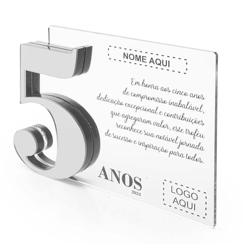 Placa Homenagem em Acrílico Personalizada (Prata)