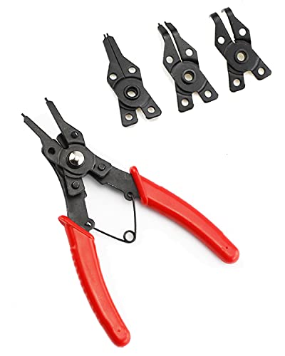 Snap Ring Pliers Hosrnovo 4 In 1 C Clips Removal Retaining Set for Automotive and Engine Repair Interchangeable Jaw Head 45 90 and 180 Degree Angled Jaws