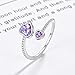 Pretty June Birthstone Rings for Women & Teens, S925 Sterling Silver Adjustable Purple Heart Ring for Sisters Daughter - Birthday Thanksgiving Day Christmas Party Valentine's Day Gifts Jewelry