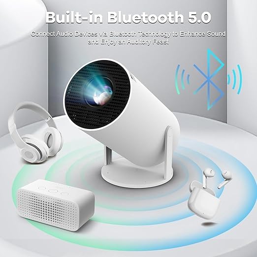 Image of Portable Mini Projector | 720p Resolution Support with 4K Decoding | WiFi 5G & Bluetooth 5.0 | Smart Cinema Projector with Remote | Compatible with TV Stick, Android & iOS