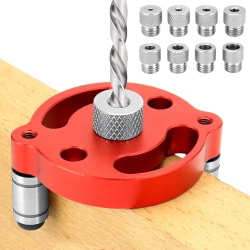 Forbabe Bohrhilfe Senkrecht Bohren Bohrlocher Mittenfinder mit 3/4/5/6/7/8/9/10 mm Bohrbuchsen (Rot)