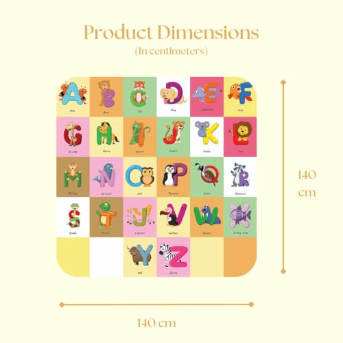 Image of Alphabet Print Picnic Mat - 1.4m x 1.4m | Yoga & Kids mat | Non Toxic| Waterproof, Foldable & Lightweight Outdoor & Indoor Mat | Easy to Carry, Clean & Ideal for Park Beach Camping