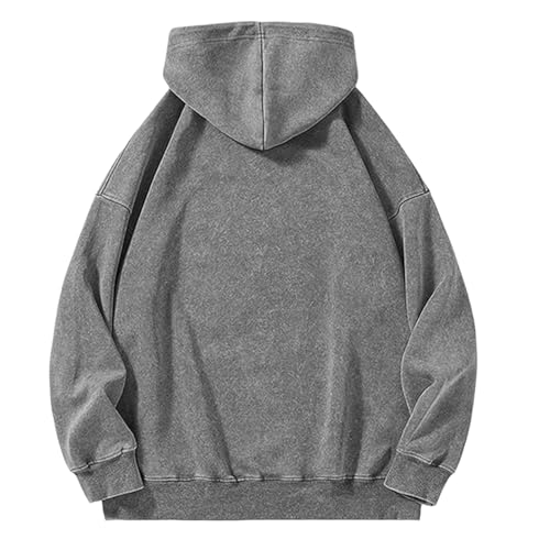 Mens Quarter Zip Hoodie Distressed Washed Hoodie Warm 1/4 Zip Pullover Hooded Sweatshirt Drawstring Fall Sweater4