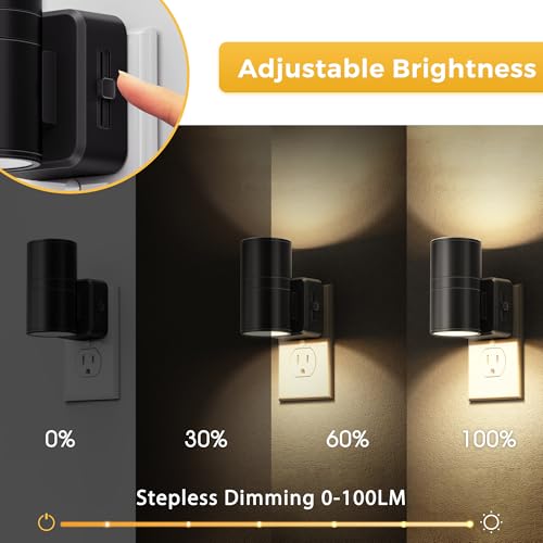 Image of L LOHAS LED Night Light, Automatic Night Lights Plug into Wall, 2 Pack Nightlights with Light Sensor, 3000K Soft White 0-100LM Dimmable Modern Nightlight for Kids Bedroom Hallway
