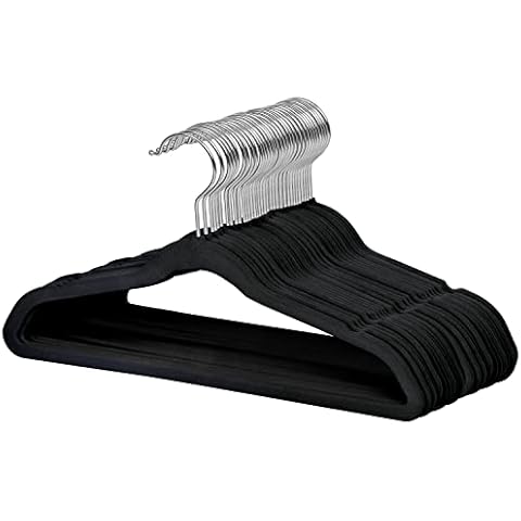 ManGotree 35cm Premium Kids Velvet Hangers, Ultra-thin Children's Clothes Hangers with 360° Swivel Hook, Non-slip Felt Hangers for Youth, Sturdy & Durable (36 Pack, Black) Cover