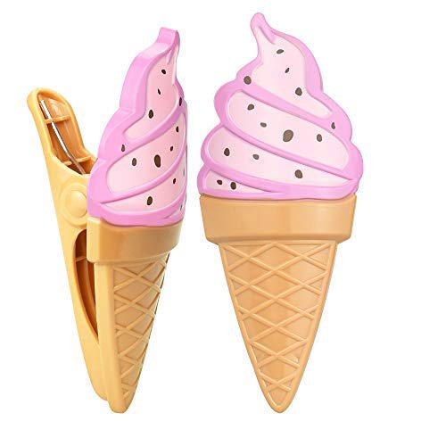 KBNIAN 2 Pinzas Toalla de Playa de Helado Clavijas Grandes de Toallas de Cama Solar Novedad Clips Boca Plásticos para toallas de Piscina Sillas de Playa Crucero Tumbona - Rosa
