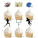 36 PCS Football Cupcake Toppers Rugby Ball Touch Down Cupcake Picks for Players Kids Sports Theme Birthday Party Baby Shower Cake Decorations Supplies