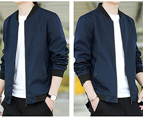 UbdehL Jaqueta masculina casual leve com bolso, Azul escuro, G