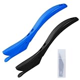 2 Pcs Gift Wrapper Paper Cutter with 10 Blades, Sliding Wrapping Paper Cutter Tool with Handle, Christmas Gift Wrap Paper Knife for Film Vinyl Craft Photo Scrapbooking (Black+Blue)