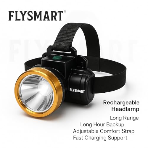 Image of Flysmart 2 In 1 Adjustable Ultra Bright Waterproof Rechargeable LED Headlamp Headlight Head Torch - 8 Hours Of Continuous Light Spotlight For Cycling Camping Caving Hiking Hunting And Trekking