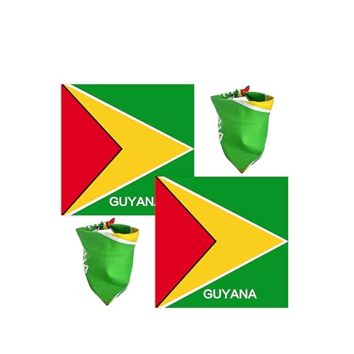 WEITBF 2 Pack Guyana Flag Bandana Guyanese Scarf Bandanas Headband - 100% Cotton 22 x 22 inch